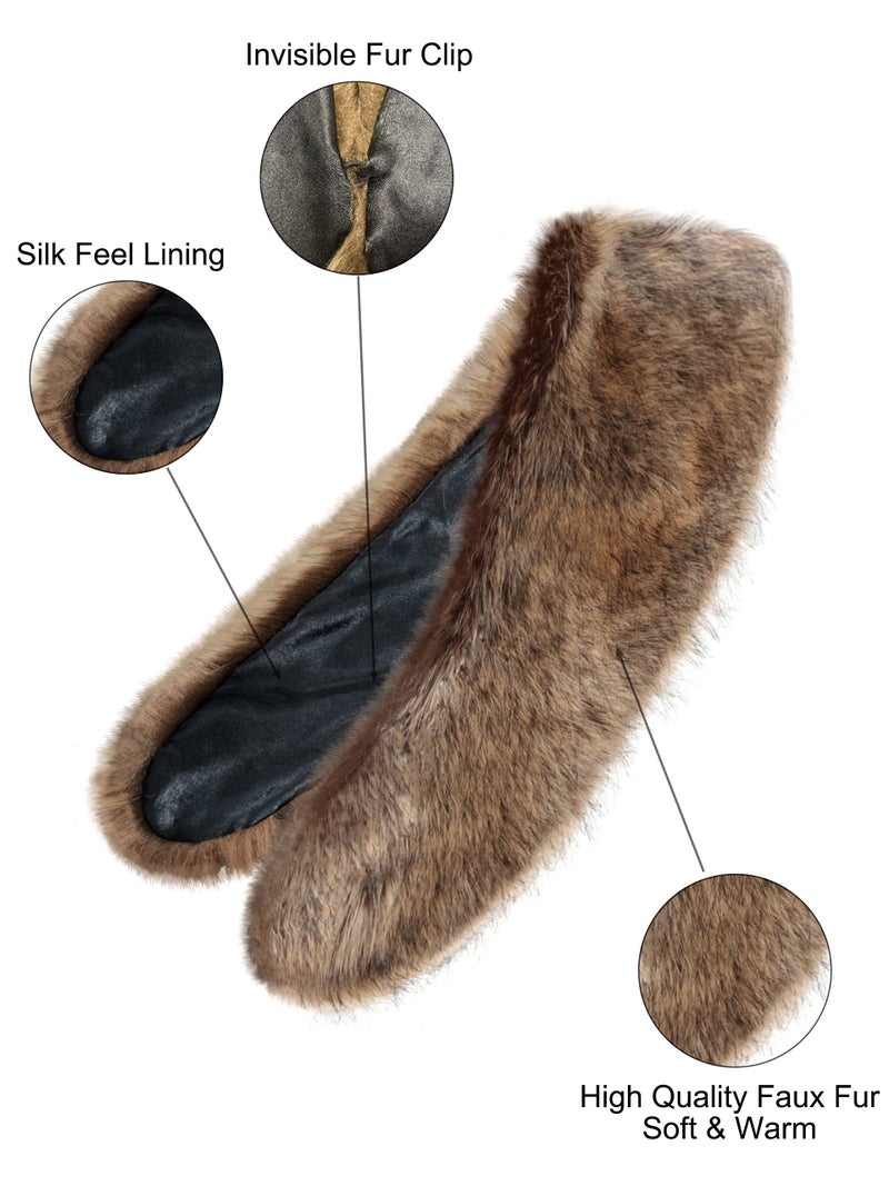 LA CARRIE Women's Faux Fur Collar Scarf Wrap Shawl Cold Winter Warmer(Raccoon) - Image 2